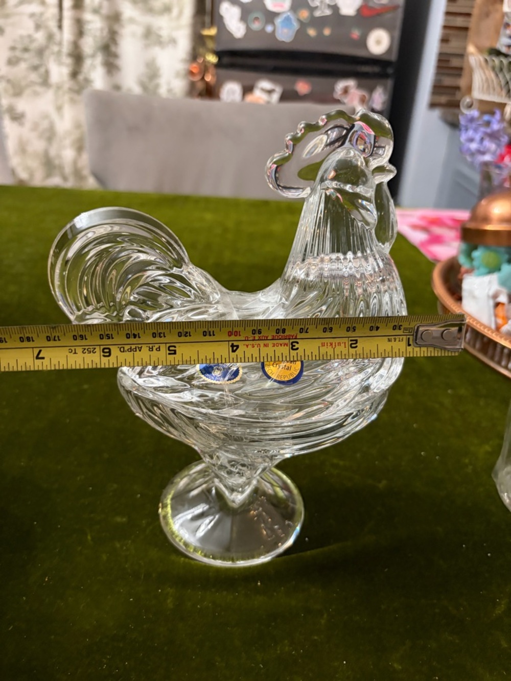 Polished Clear Crystal Rooster candy dish - Picture 3 of 5